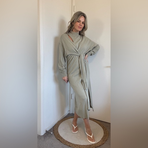 Jonathan Simkhai Skyla Self Tie Wrap Midi-Dress - Picture 10 of 17